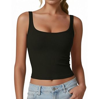 Avidlove Women Tank Tops Womens Ribbed Tank Tops Summer Womens Square Neck Scoop Neck Top Fitted