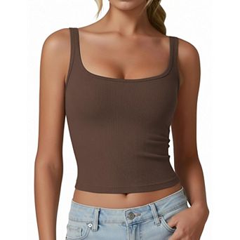 Avidlove Women Tank Tops Womens Ribbed Tank Tops Summer Womens Square Neck Scoop Neck Top Fitted