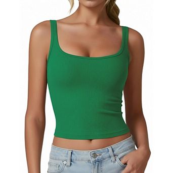Avidlove Women Tank Tops Womens Ribbed Tank Tops Summer Womens Square Neck Scoop Neck Top Fitted