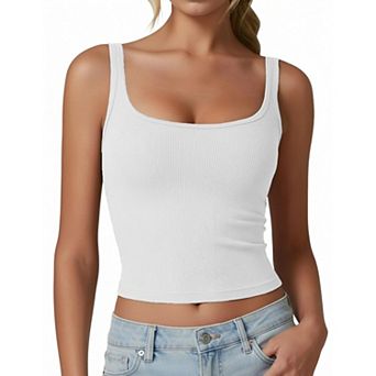 Avidlove Women Tank Tops Womens Ribbed Tank Tops Summer Womens Square Neck Scoop Neck Top Fitted