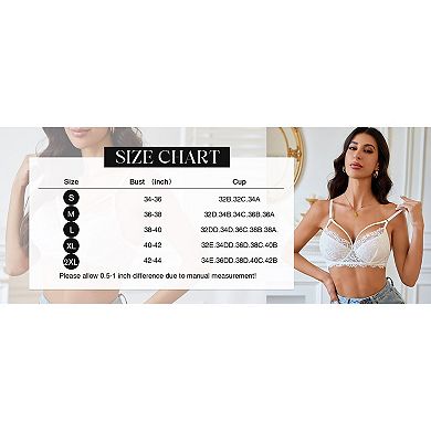 Avidlove Bras for Women Lace Bra V Neck Full Coverage Bra Soft Lingerie