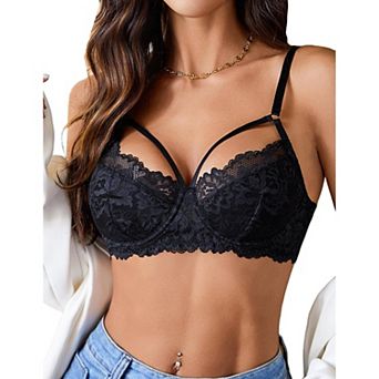 Avidlove Bras for Women Lace Bra V Neck Full Coverage Bra Soft Lingerie