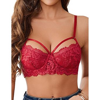 Avidlove Bras for Women Lace Bra V Neck Full Coverage Bra Soft Lingerie