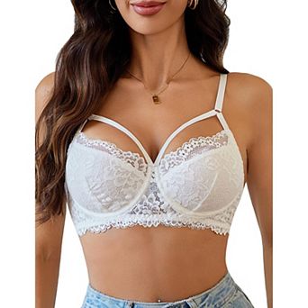 Avidlove Bras for Women Lace Bra V Neck Full Coverage Bra Soft Lingerie