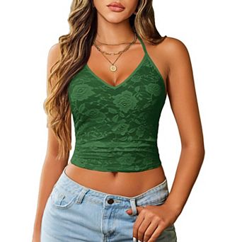 Avidlove Camisole Tops for Women Lace Y2K Tank Tops Spaghetti Strap Crop Double Layered Outfits