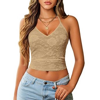 Avidlove Camisole Tops for Women Lace Y2K Tank Tops Spaghetti Strap Crop Double Layered Outfits