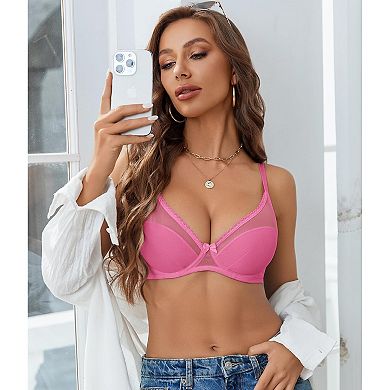 Avidlove Women Mesh Bras Lace Sheer Bra Comfortable Support Underwire Brassiere