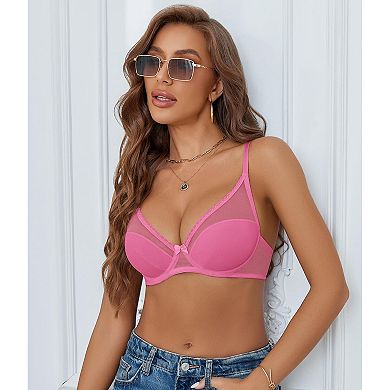 Avidlove Women Mesh Bras Lace Sheer Bra Comfortable Support Underwire Brassiere