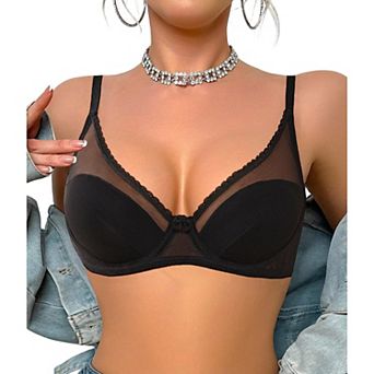 Avidlove Women Mesh Bras Lace Sheer Bra Comfortable Support Underwire Brassiere