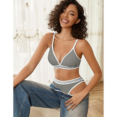 Avidlove Womens Lingerie Contrast Bra and Panty Set Piece