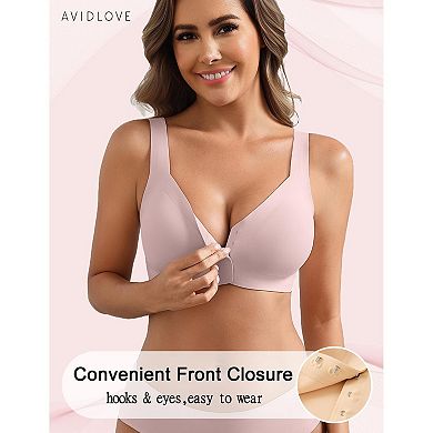 Avidlove Front Closure Bras for Women No Underwire Seamlesss Bra Wireless Full Coverage Bra Tshirt