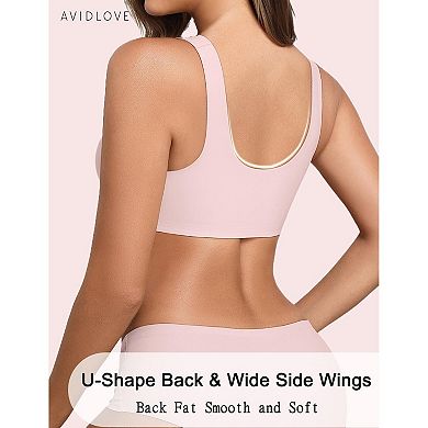 Avidlove Front Closure Bras for Women No Underwire Seamlesss Bra Wireless Full Coverage Bra Tshirt