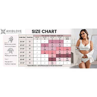 Avidlove Front Closure Bras for Women No Underwire Seamlesss Bra Wireless Full Coverage Bra Tshirt