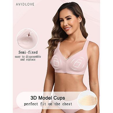 Avidlove Front Closure Bras for Women No Underwire Seamlesss Bra Wireless Full Coverage Bra Tshirt