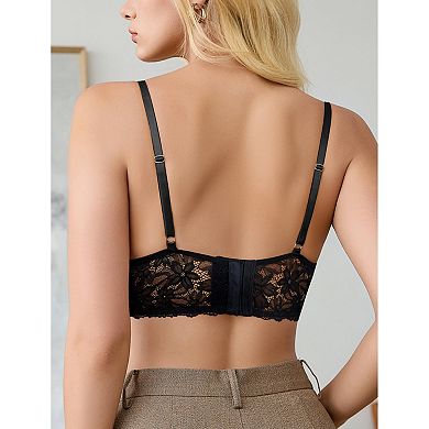 Avidlove Lace Bralettes Womens Bra V Neck Wireless Double Layered Strappy Soft Push Up