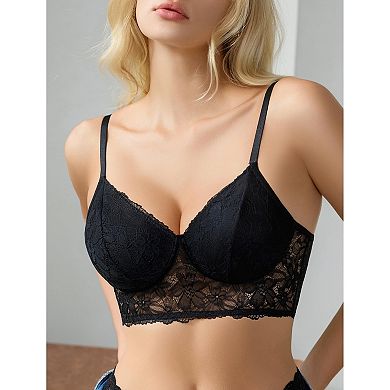 Avidlove Lace Bralettes Womens Bra V Neck Wireless Double Layered Strappy Soft Push Up