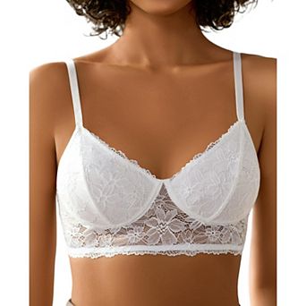 Avidlove Lace Bralettes Womens Bra V Neck Wireless Double Layered Strappy Soft Push Up