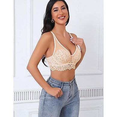 Avidlove Women Underwire Bra Lace Full Coverage Push Up T Shirt Bralette