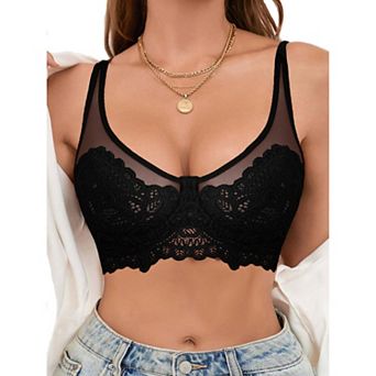 Avidlove Women Underwire Bra Lace Full Coverage Push Up T Shirt Bralette