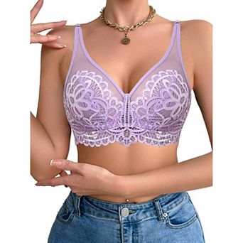 Avidlove Women Underwire Bra Lace Full Coverage Push Up T Shirt Bralette