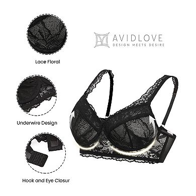 Avidlove Women Lace Bralettes Underwire Bras for Women Push Up Bra Lingeries Unlined