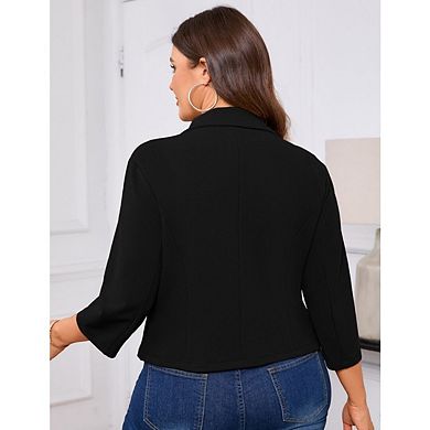 Women's Plus Size Blazer Jacket Double-Breasted Suit Long Sleeve Business Work Jackets