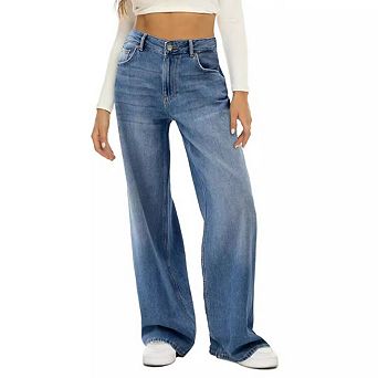Women's Wide Leg Jeans High Waist Baggy Jean Loose Boyfriend Jeans Denim Pants Y2K