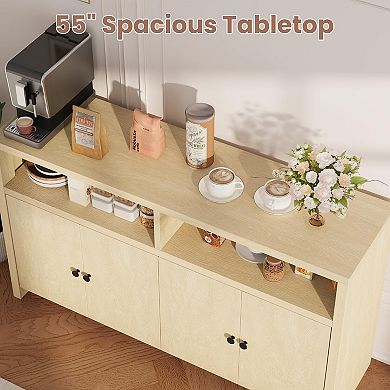 Buffet Sideboard Cabinet with Storage, Kitchen Storage Cabinet with 4 Doors & Adjustable Shelves