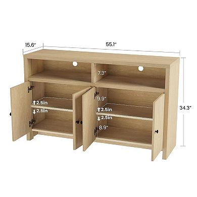 Buffet Sideboard Cabinet with Storage, Kitchen Storage Cabinet with 4 Doors & Adjustable Shelves