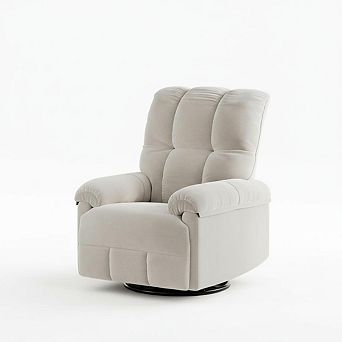 Recliner Chair, 360° Swivel Rocker Glider Chair with Padded Armrest and Deep Seat