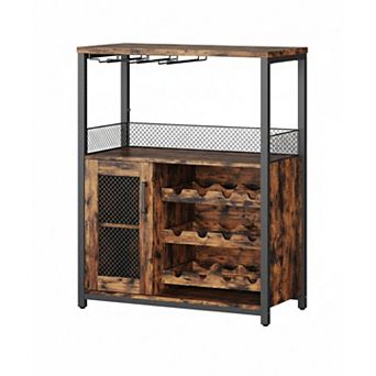 Wine Bar Cabinet with Rack, Small Bar Cabinet with Glass Holder