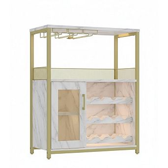 Wine Bar Cabinet with Rack, Small Bar Cabinet with Glass Holder