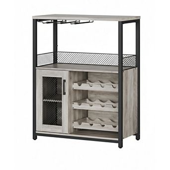 Wine Bar Cabinet with Rack, Small Bar Cabinet with Glass Holder