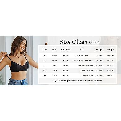 Avidlove Womens Bra Mesh Balconette Underwire Unlined Everyday Bras Lingerie