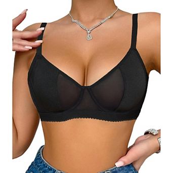 Avidlove Womens Bra Mesh Balconette Underwire Unlined Everyday Bras Lingerie
