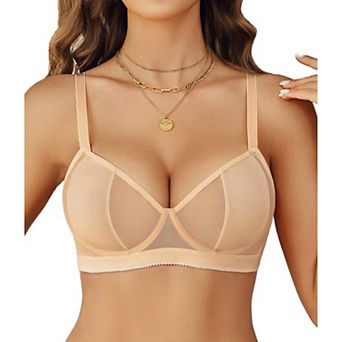 Avidlove Womens Bra Mesh Balconette Underwire Unlined Everyday Bras Lingerie