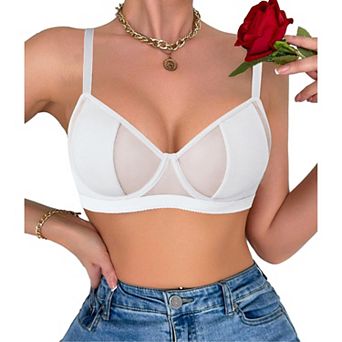 Avidlove Womens Bra Mesh Balconette Underwire Unlined Everyday Bras Lingerie