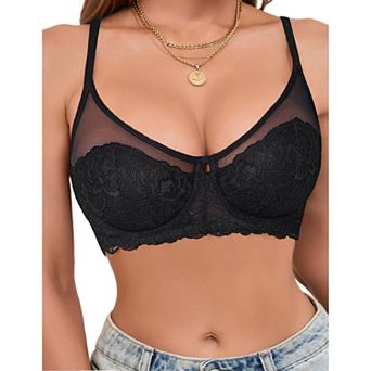 Avidlove Bralette Lingerie for Women Mesh Floral Lace Push Up Bra Tank Top