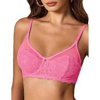 Avidlove Bralette Lingerie for Women Mesh Floral Lace Push Up Bra Tank Top