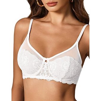 Avidlove Bralette Lingerie for Women Mesh Floral Lace Push Up Bra Tank Top