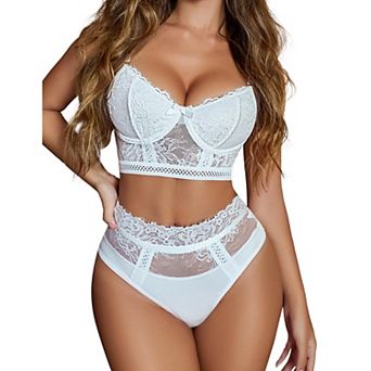 Avidlove Lingerie Sets for Women Bra and High Waist Panty Set Piece Lace Babydoll Outfits