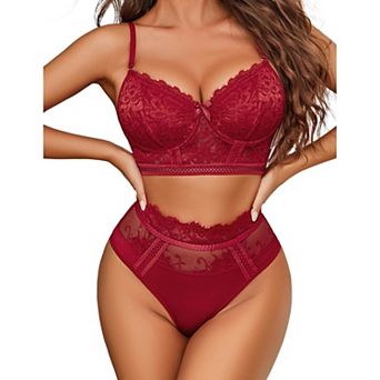 Avidlove Lingerie Sets for Women Bra and High Waist Panty Set Piece Lace Babydoll Outfits
