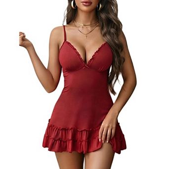 Avidlove Lingerie for Women Nightgown Lace Modal Sleepwear V Neck Chemise Full Slip Babydoll