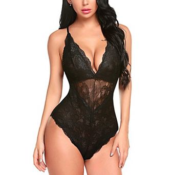 Avidlove Teddy Lingerie for Women Snap Crotch One Piece Lace Lingerie Body Suits Women