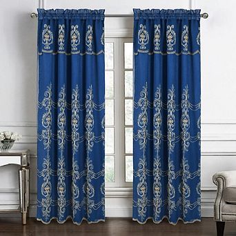 Jayla Stylish And Premium Embroidered Curtain Panel 54" X 90" Navy
