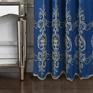 Jayla Stylish And Premium Embroidered Curtain Panel 54" X 90" Navy