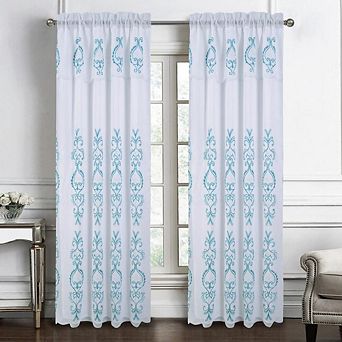 Jayla Stylish And Premium Embroidered Curtain Panel 54" X 90" Teal