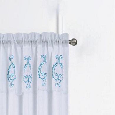 Jayla Stylish And Premium Embroidered Curtain Panel 54" X 90" Teal