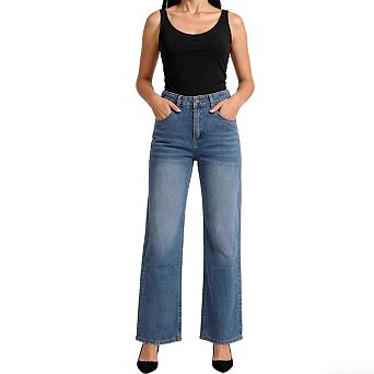 Women's High Waist Straight Leg Jeans Classic Stretch Denim Pants Casual Vintage Loose Fit Jeans