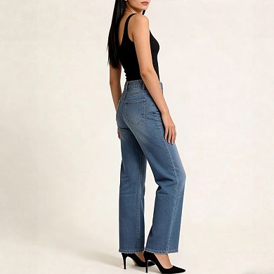 Women's High Waist Straight Leg Jeans Classic Stretch Denim Pants Casual Vintage Loose Fit Jeans